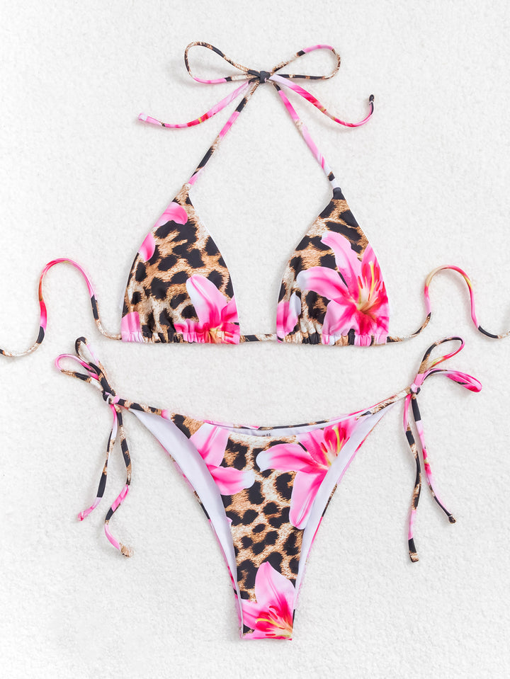 Damen Triangel-Bikini mit floralem und tierischem Muster Echo Archiv