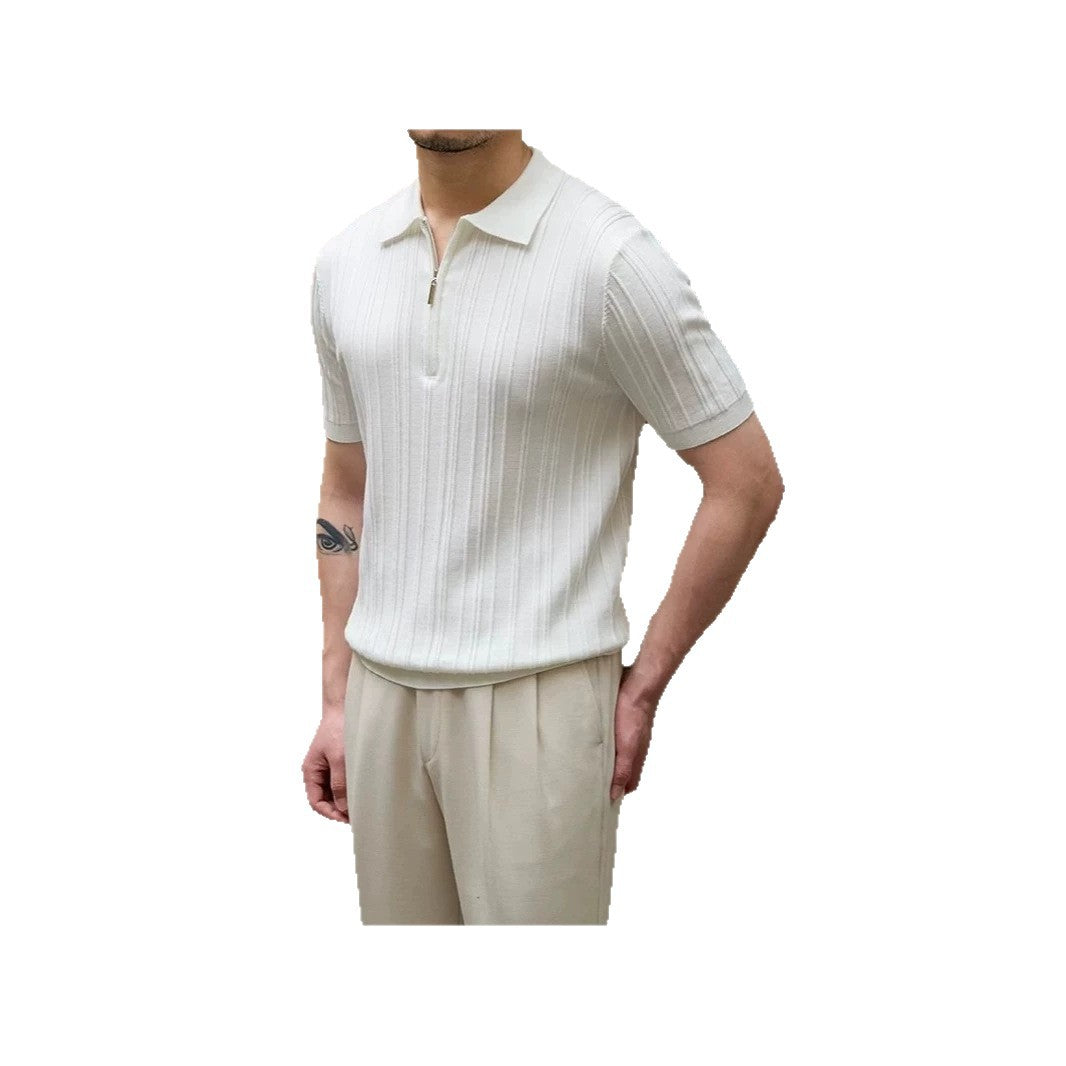 Stylisches kurzärmliges Poloshirt für Männer mit halbem Reißverschluss Echo Archive