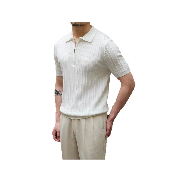 Stylisches kurzärmliges Poloshirt für Männer mit halbem Reißverschluss Echo Archive