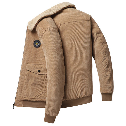 Herren nan Cordjacke mit Teddykragen, aufgesetzten Klappentaschen und elastischen Bündchen Echo Archiv