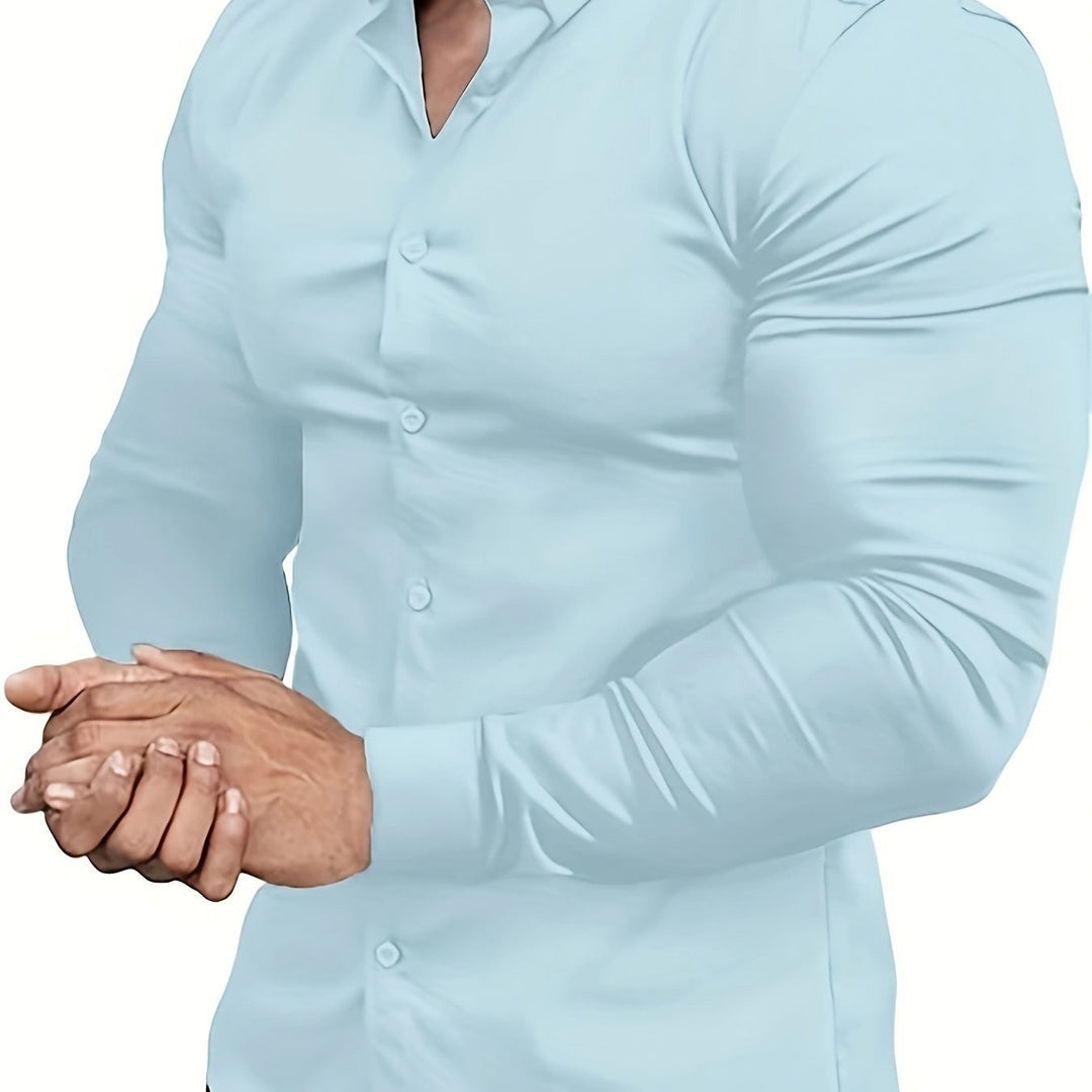 Herren Langarmhemd mit figurbetontem Schnitt und elegantem Kragen Echoarchiv