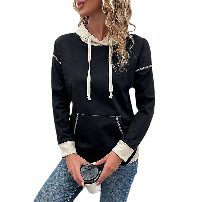 Damen Kapuzenpullover mit Kontrastbesatz, Kängurutasche und lässiger Oversize‑Passform Echoarchiv