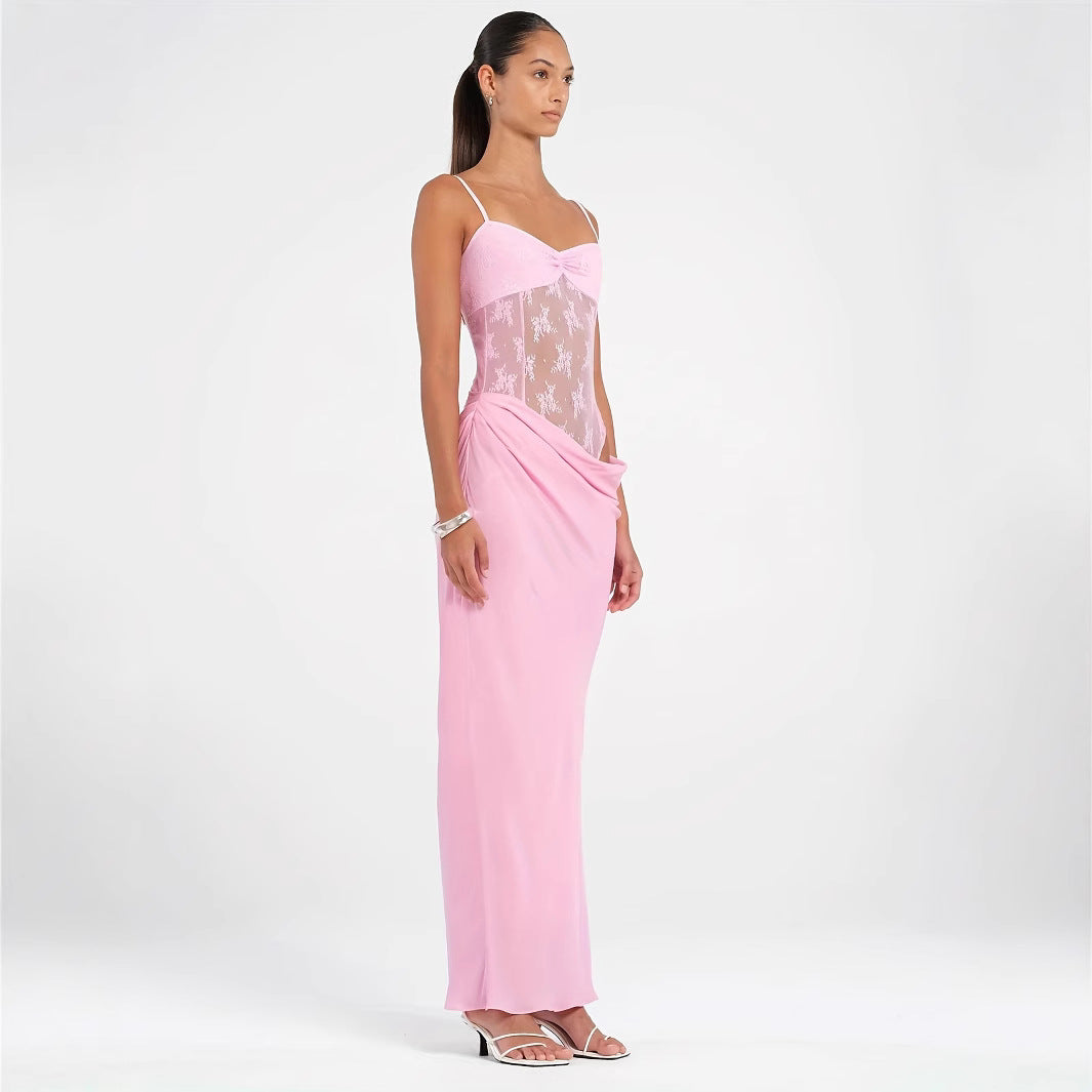 Damen Elegantes Maxikleid mit transparenten Spitzendetails und figurbetontem Schnitt Echo Archiv