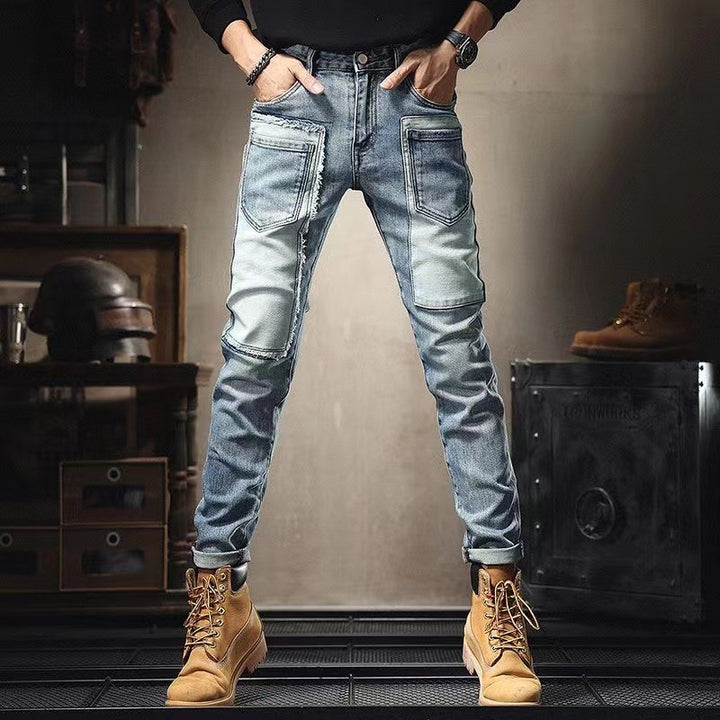 Herren Modische Ripped Jeans mit kreativen Patches Echoarchiv 1788342395