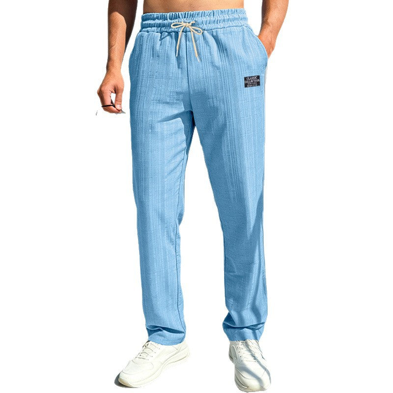 Herren Relaxed-Freizeithose mit Leinenoptik, elastischem Bund und Kordelzug Echoarchiv