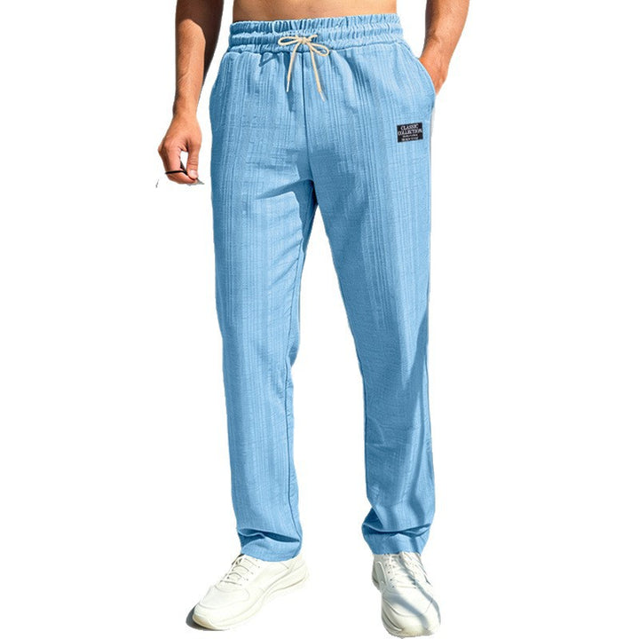 Herren Relaxed-Freizeithose mit Leinenoptik, elastischem Bund und Kordelzug Echoarchiv