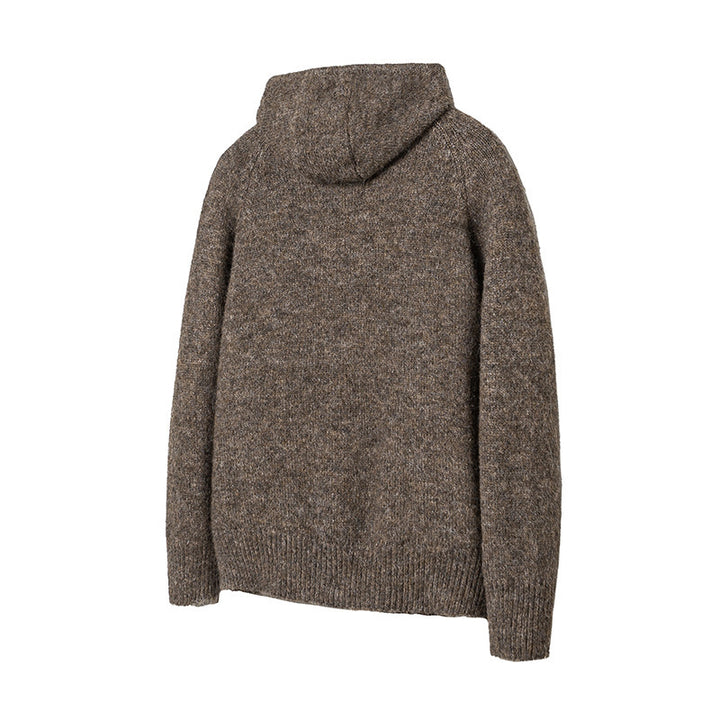 Herren Grobgestrickter Kapuzen-Cardigan mit durchgehender Knopfleiste und Rippenbündchen Echo Archiv