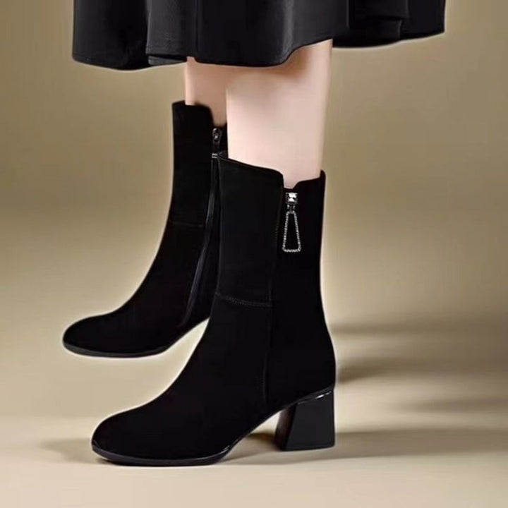 Damen Elegante und stilvolle Stiefeletten mit Blockabsatz Echo Archiv