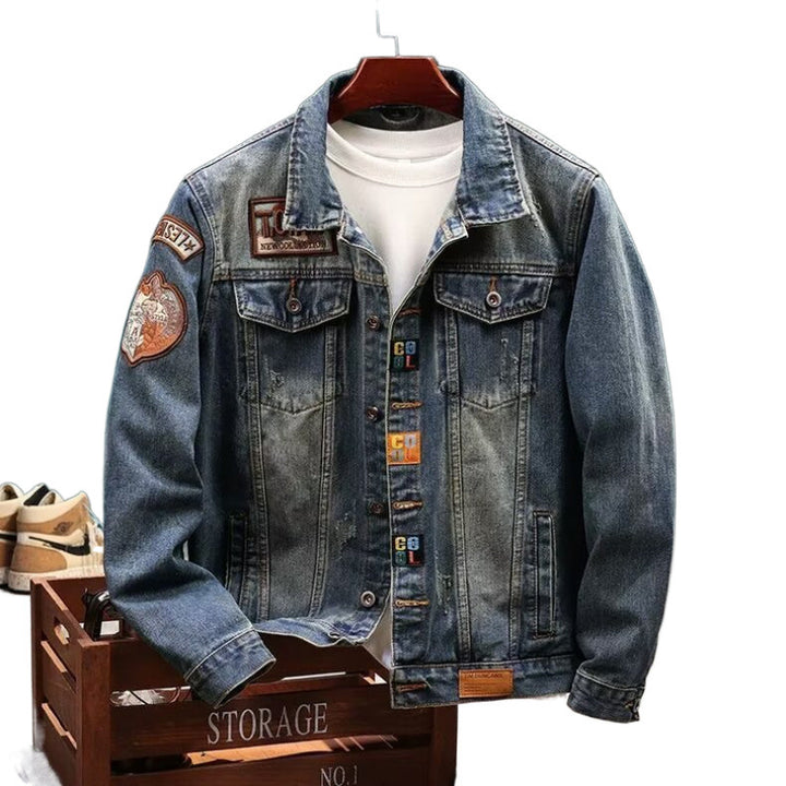 Herren Modische Denimjacke mit gestickten Details Echo Archiv