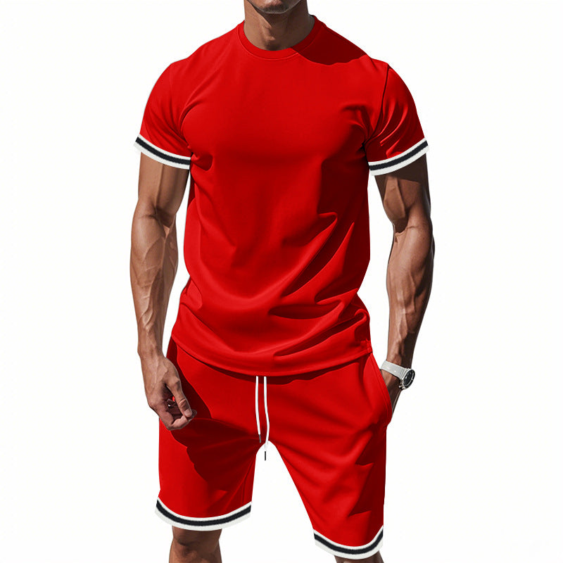 Herren sportliches Kurzarm-Outfit mit kontrastierenden Details Echoarchiv