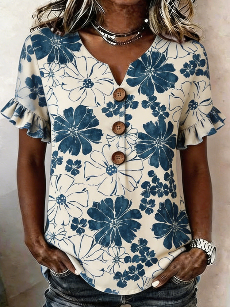 Damen Bluse mit Rüschendetails und Knopfverschluss Echo Archiv