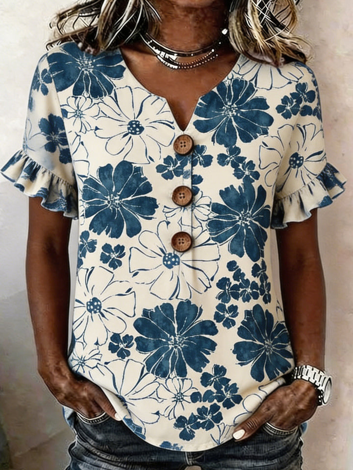 Damen Bluse mit Rüschendetails und Knopfverschluss Echo Archiv
