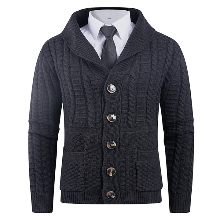 Herren Strickjacke mit modernem Schalkragen und praktischen Knöpfen Echoarchiv