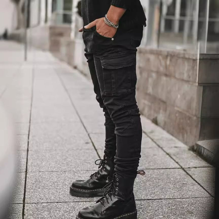 Herren Eng geschnittene Cargo-Jeans mit Stretch und Mehrfach-Taschen Echo Archiv