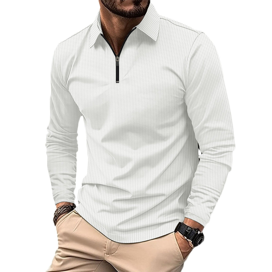 Herren Langarmshirt mit modernem Reißverschluss und strukturiertem Design Echoarchiv