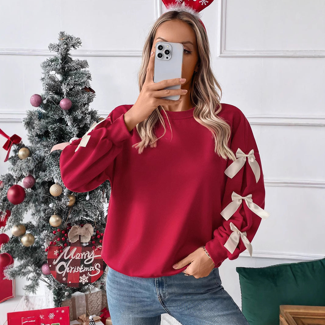 Damen Sweatshirt mit dekorischen Schleifen an den Ärmeln Echoarchiv