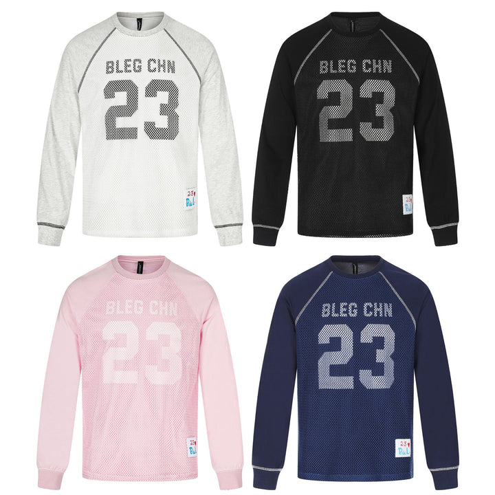 Herren Sportives Mesh-Layer Rundhals‑Sweatshirt mit Raglanärmeln und Front‑Print Echoarchiv
