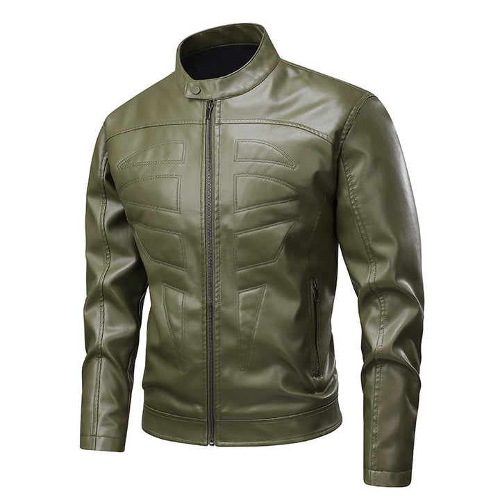 Herren stylische Bikerjacke im Lederlook mit Stehkragen Echoarchiv