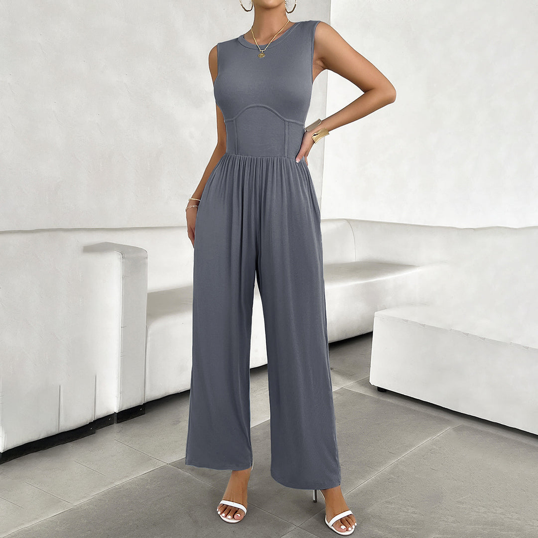 Damen Lässiger Jumpsuit mit weitem Bein und taillierter Ausarbeitung Echo Archiv