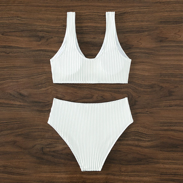 Damen Hochtailliertes Bikini-Set mit strukturiertem Oberteil Echo Archiv