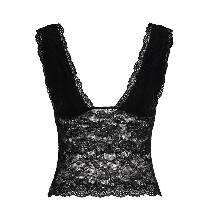 Damen-Spitzen-Cami-Top mit tiefem V-Ausschnitt und verführerischem Design Echo Archiv