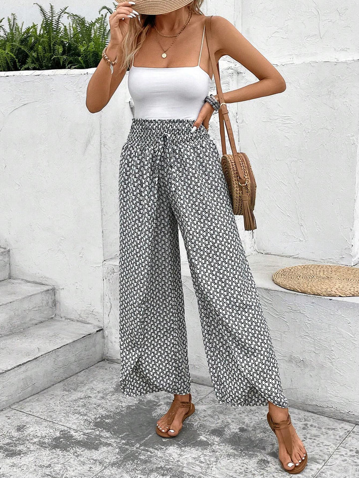 Damen Palazzo-Hose mit weitem Bein und gerafftem Elastikbund Echo Archiv