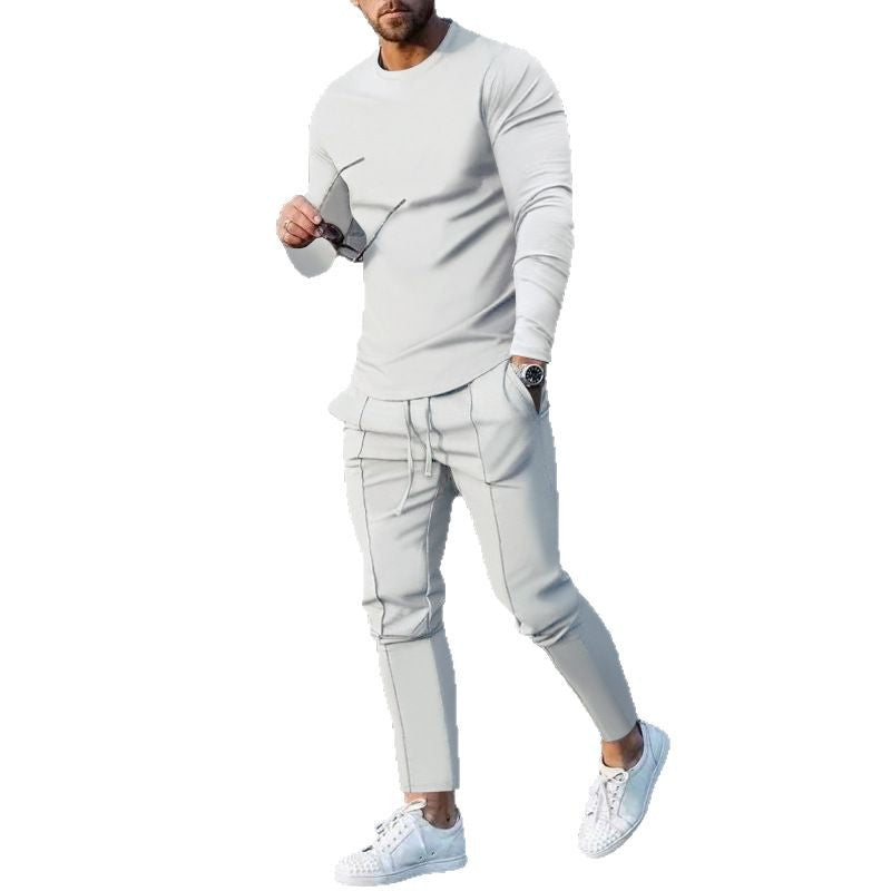 Herren nan eng anliegendes Langarmshirt aus Baumwollstretch mit Rundhalsausschnitt und körperbetonter Passform Echo Archiv