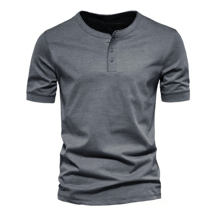 Herren Kurzarm-Henley-Shirt mit Knopfleiste und strukturierter Oberfläche Echoarchiv