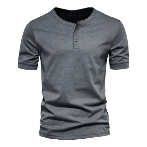 Herren Kurzarm-Henley-Shirt mit Knopfleiste und strukturierter Oberfläche Echoarchiv
