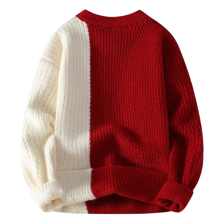 Unisex nan strukturierter Strickpullover mit asymmetrischem Zweifarbdesign und dekorativer Ziernaht Echo Archiv