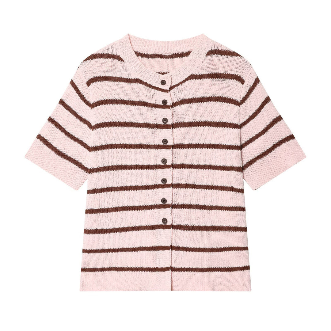 Damen Kurzarm Strickjacke mit Streifenmuster Echo Archiv