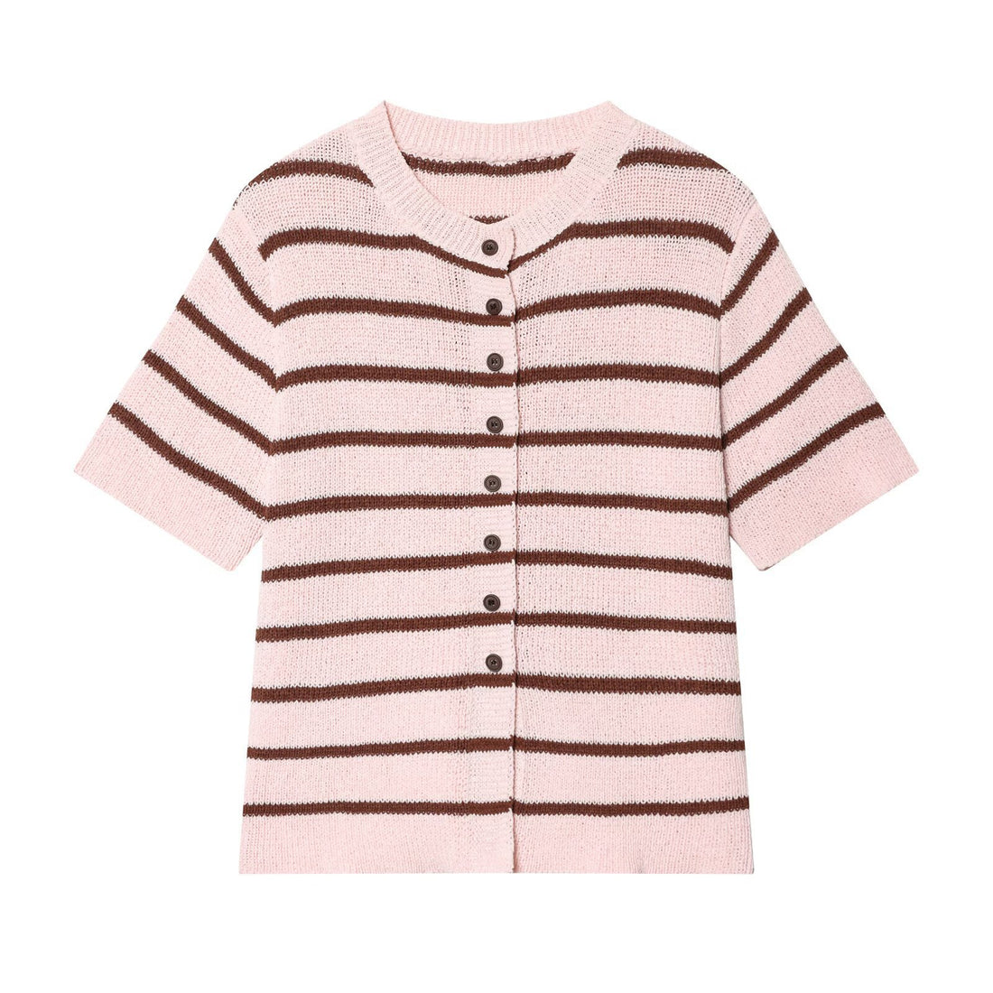 Damen Kurzarm Strickjacke mit Streifenmuster – Veloura