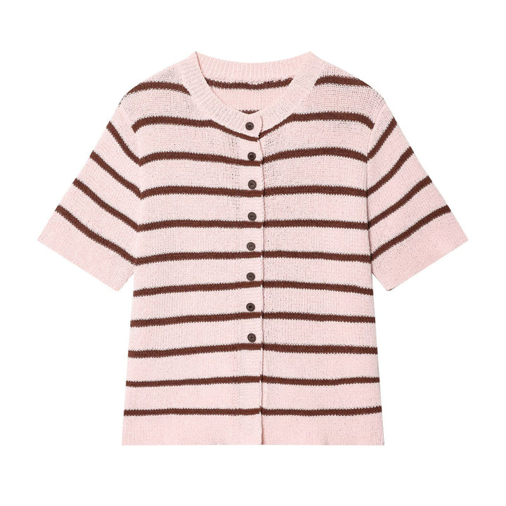 Damen Kurzarm Strickjacke mit Streifenmuster Echo Archiv