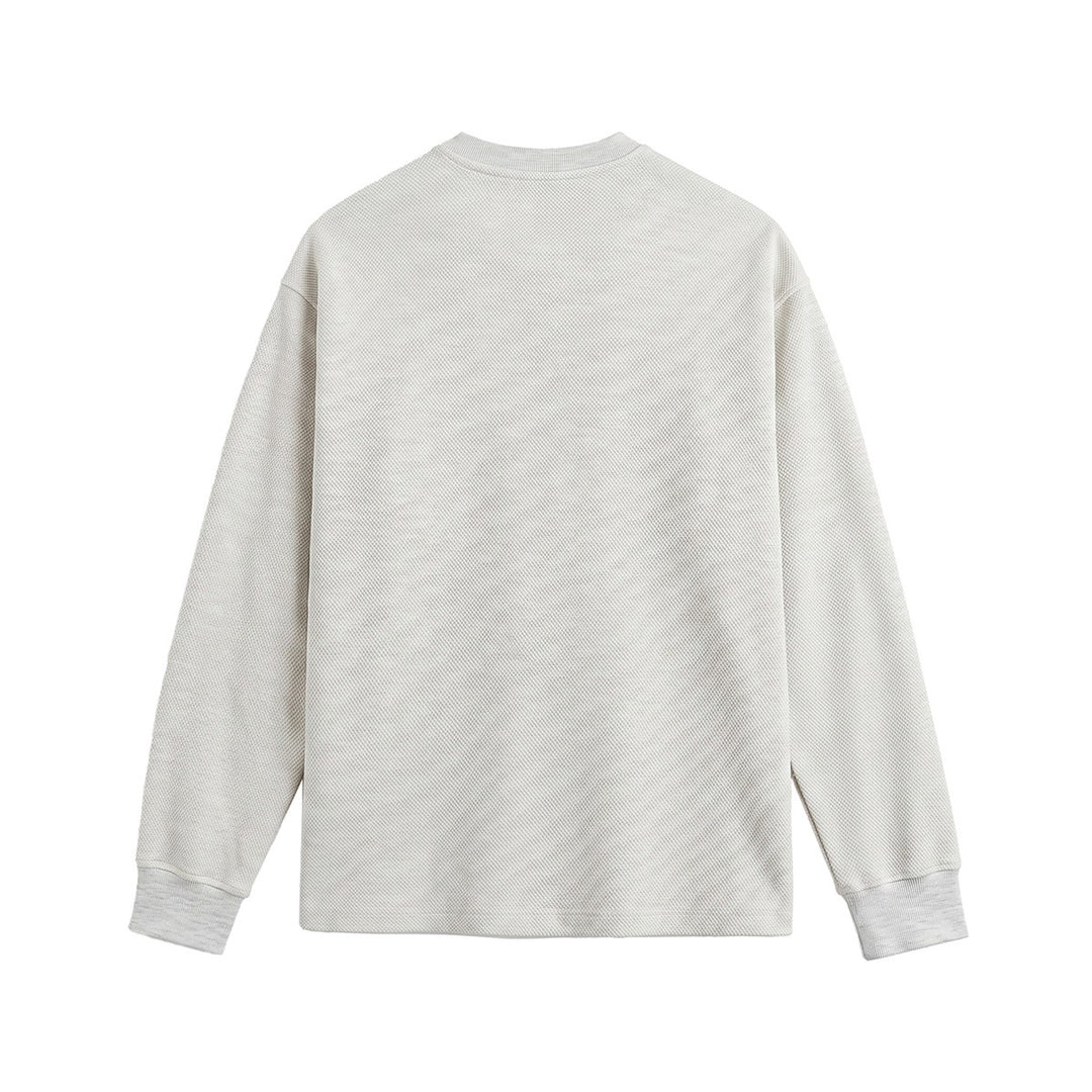 Unisex Weit geschnittenes Henley-Sweatshirt mit Waffelstruktur und Rippenbündchen Echoarchiv