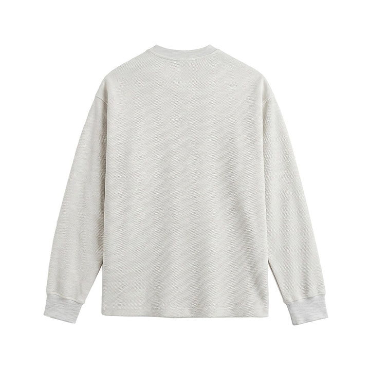 Unisex Weit geschnittenes Henley-Sweatshirt mit Waffelstruktur und Rippenbündchen Echoarchiv