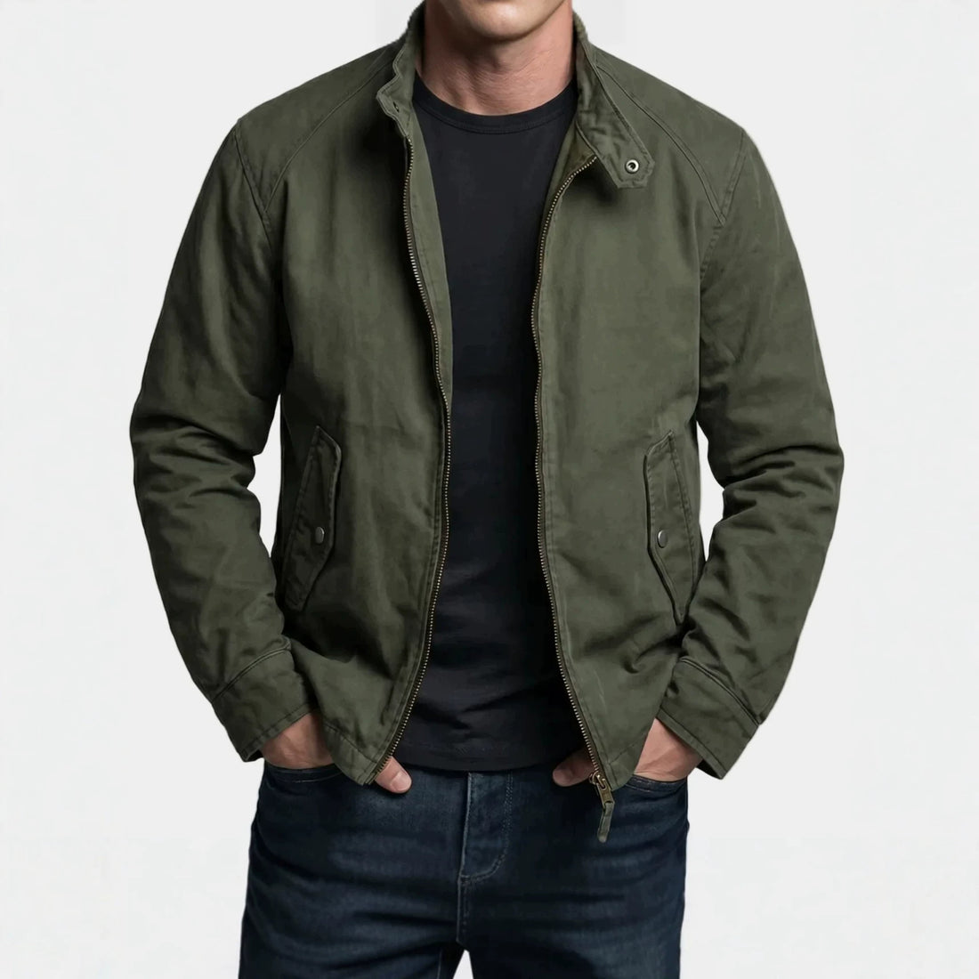 HerrenModische Freizeitjacke mit hohem Kragen – Taviero