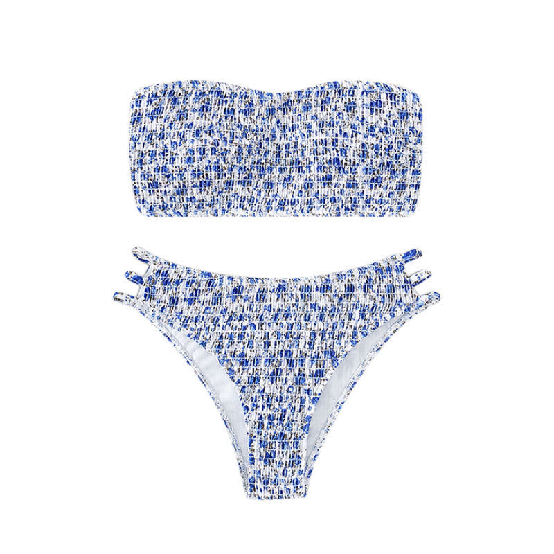 Damen Bandeau-Bikini mit modischem Rüschendesign und hoher Taille Echo Archiv