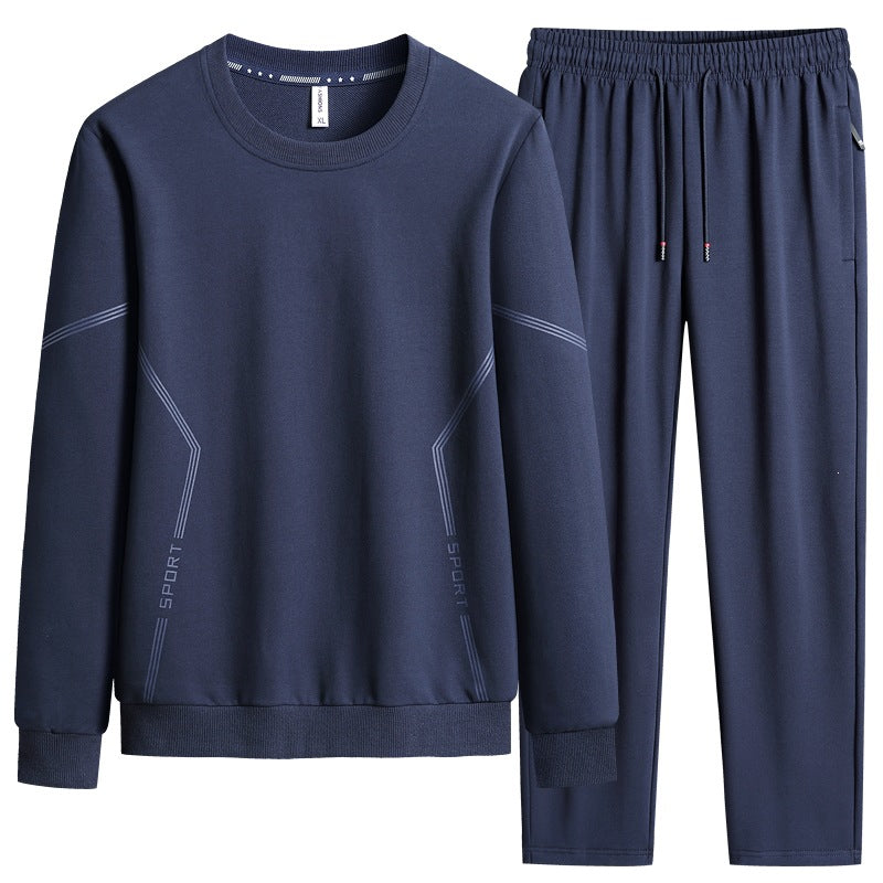 Herren Sportliches Freizeit-Jogginganzug-Set aus atmungsaktivem Funktionsfleece mit Rundhalsausschnitt & Kordelbund Echoarchiv