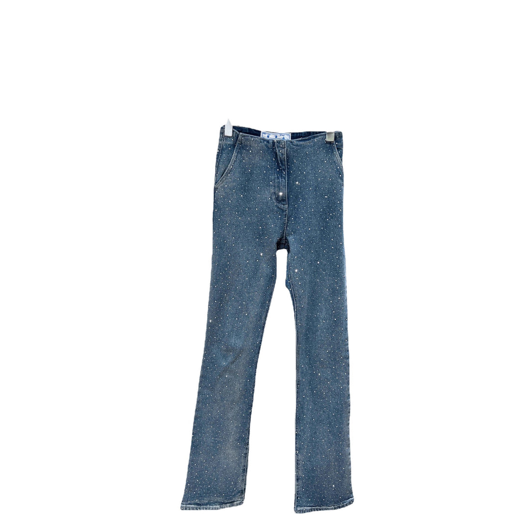 Damen Glitzernde Bootcut-Jeans mit Schlitz und Stretchanteil Echo Archiv