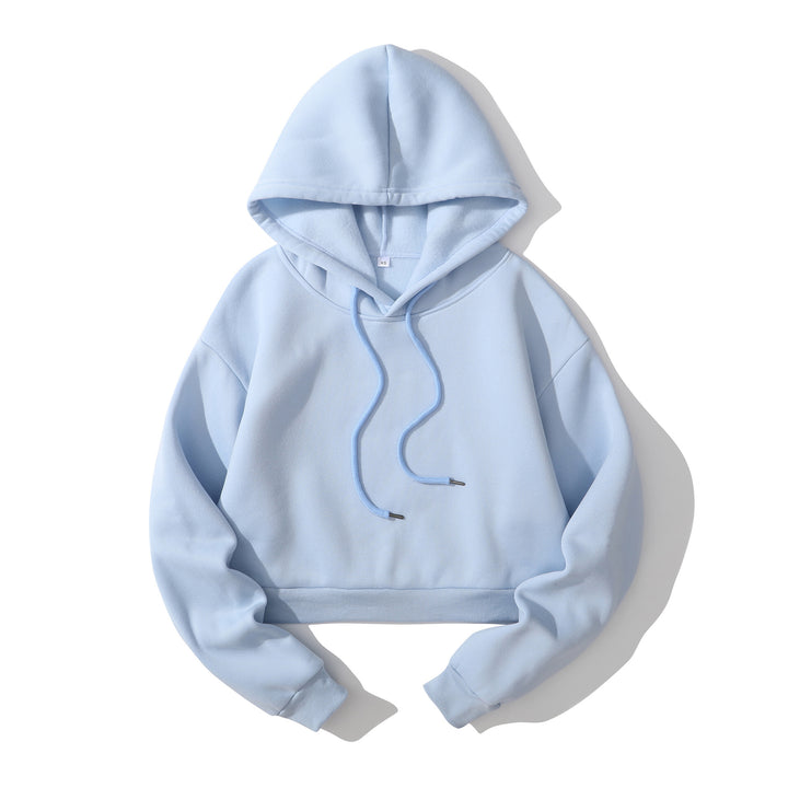 Damen nan cropped Kapuzenpullover mit weichem Fleece‑Innenfutter und elastischem Rippbund Echo Archiv