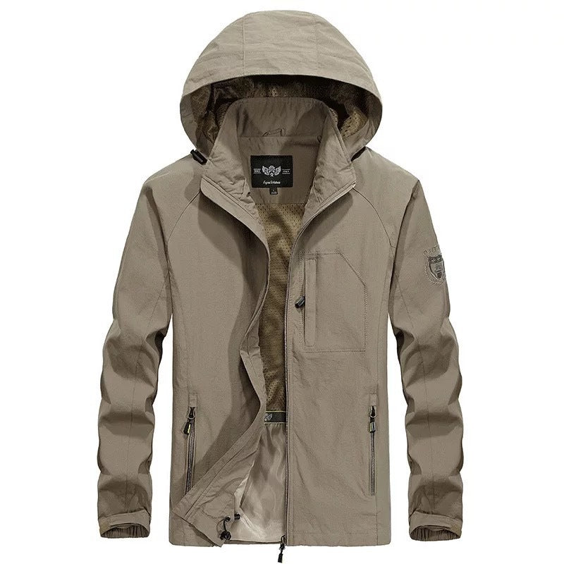 Herren leichter winddichter Shell‑Hoodie mit Mesh‑Futter, Kapuze und verstellbarem Saum Echoarchiv