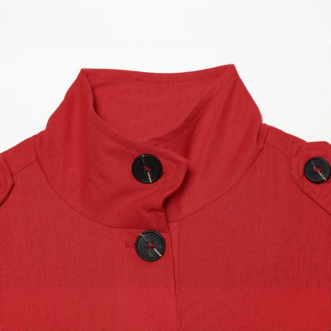 Damen Kurze Canvas-Übergangsjacke mit Funnelkragen, Schulterpatten und Pattentaschen Echoarchiv