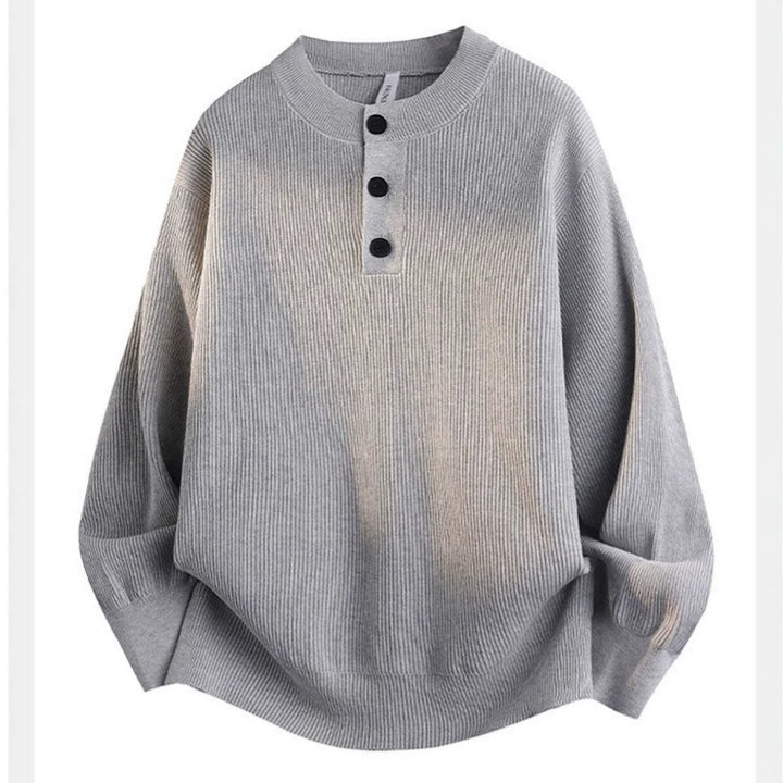 Herren Grobstrickpullover mit Knopfleiste – Norvane