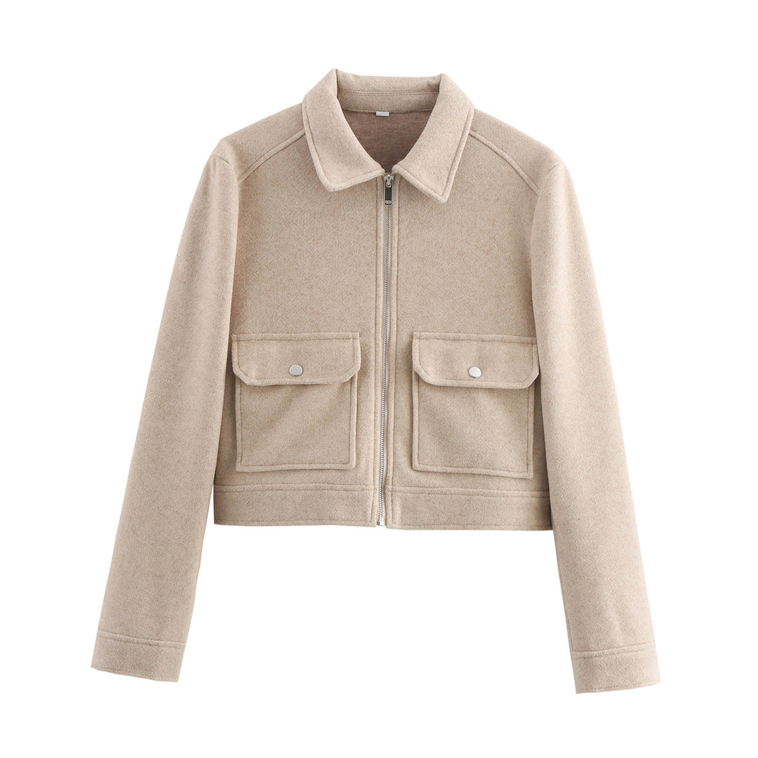 Damen 70+ kurze Wollmix‑Blousonjacke mit Reißverschluss, Hemdkragen und Pattentaschen Echo Archiv