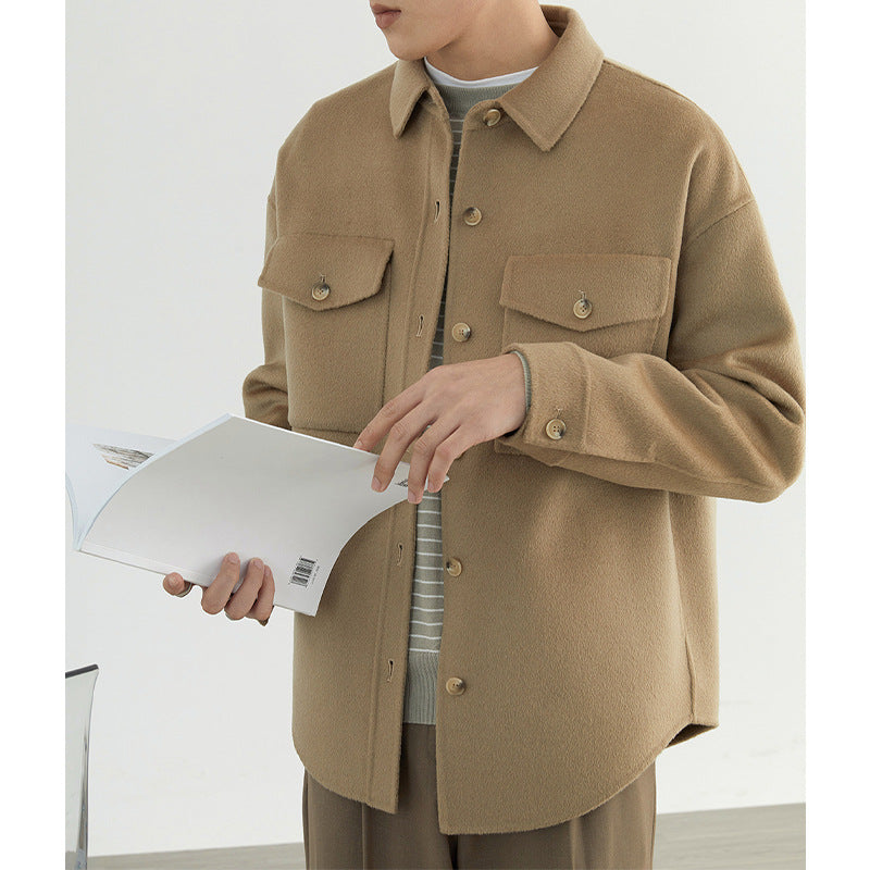 Herren Weiche Wollmix-Hemdjacke im Boxy-Schnitt Echoarchiv