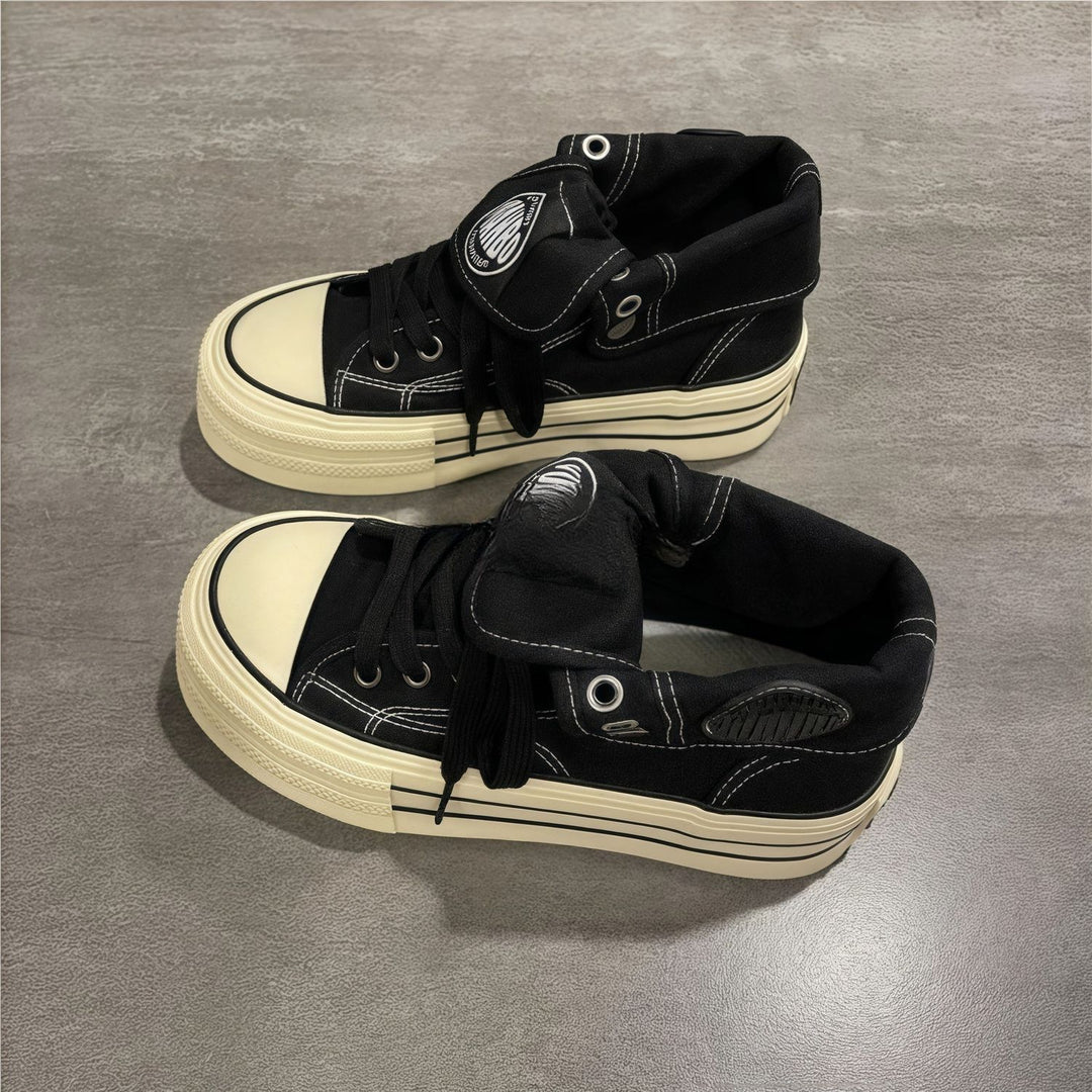 Damen Hochgeschnittene Canvas-Plateausneaker mit markanter Gummiplattform – Névara