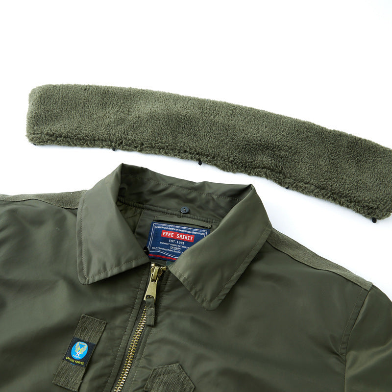 Herren Pilotenjacke mit Teddykragen und multifunktionalen Taschen Echo Archiv