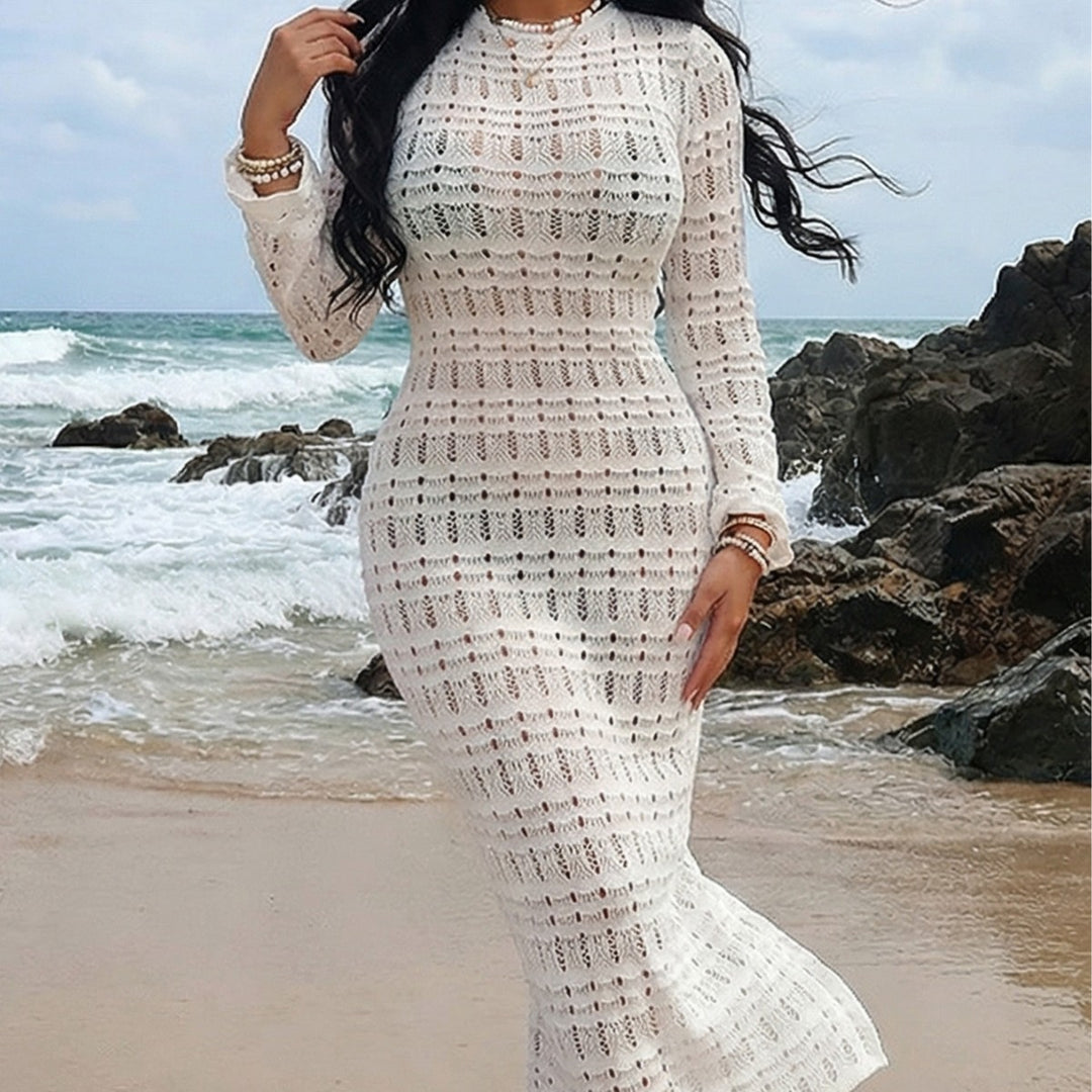 Damen Häkel-Midikleid mit elegantem Design und Figur betontem Schnitt Echo Archiv