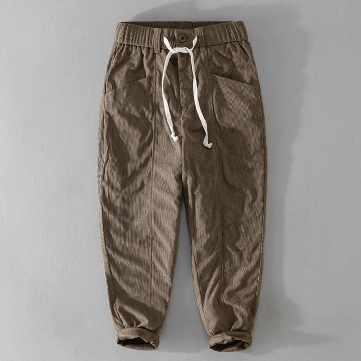 Herren Relaxte Cordhose mit elastischem Kordelbund, Kordelzug und konischem Bein Echoarchiv