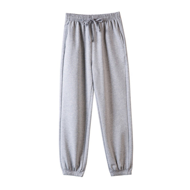 Damen weite hochgeschnittene Sweatpants mit elastischem Bund Kordelzug und gerippten Knöchelbündchen – Avérine
